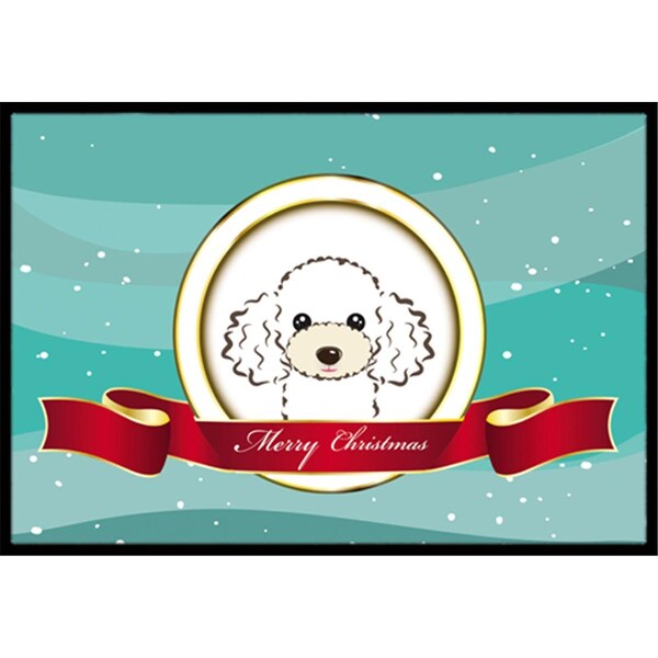 Carolines Treasures White Poodle Merry Christmas Indoor and Outdoor Mat- 24 x 36 in. BB1567JMAT - main